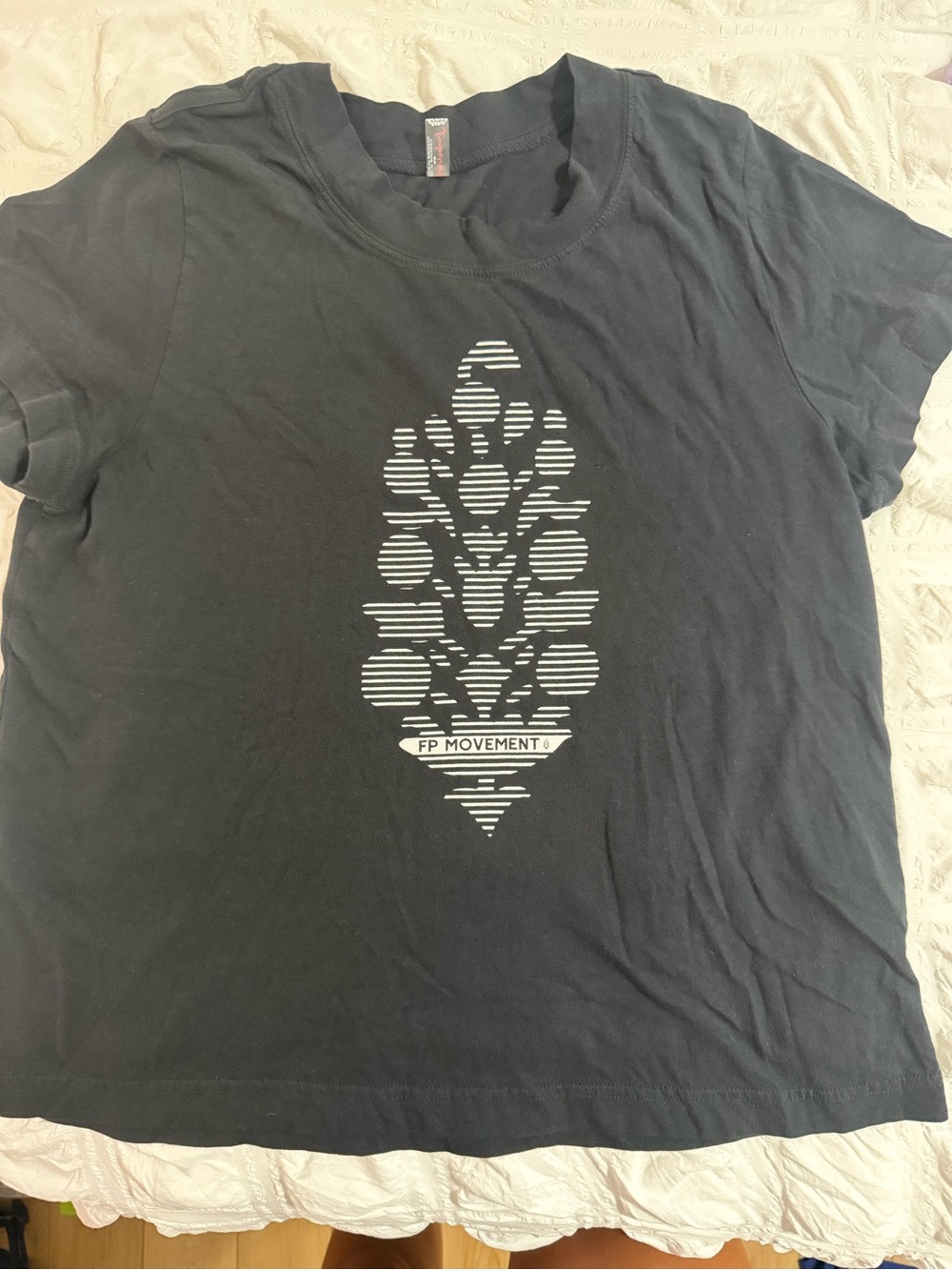 FP Movement by Free People Black Short Sleeve Tee with White Geometric Logo